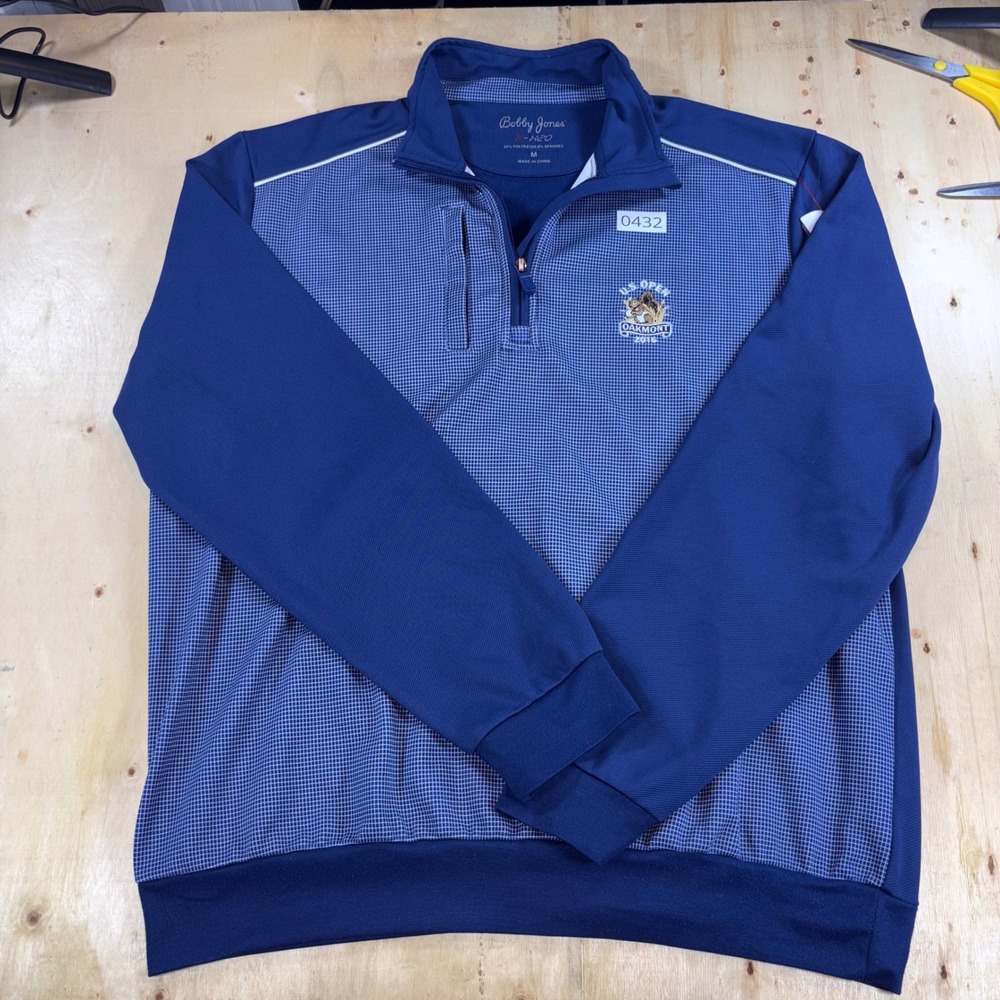 Bobby Jones X-H2O Mens M 2016 US Open Oakmont Golf 1/4 Zip Pullover Blue